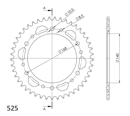 Supersprox takaratas Alu RAL-6:45 Black