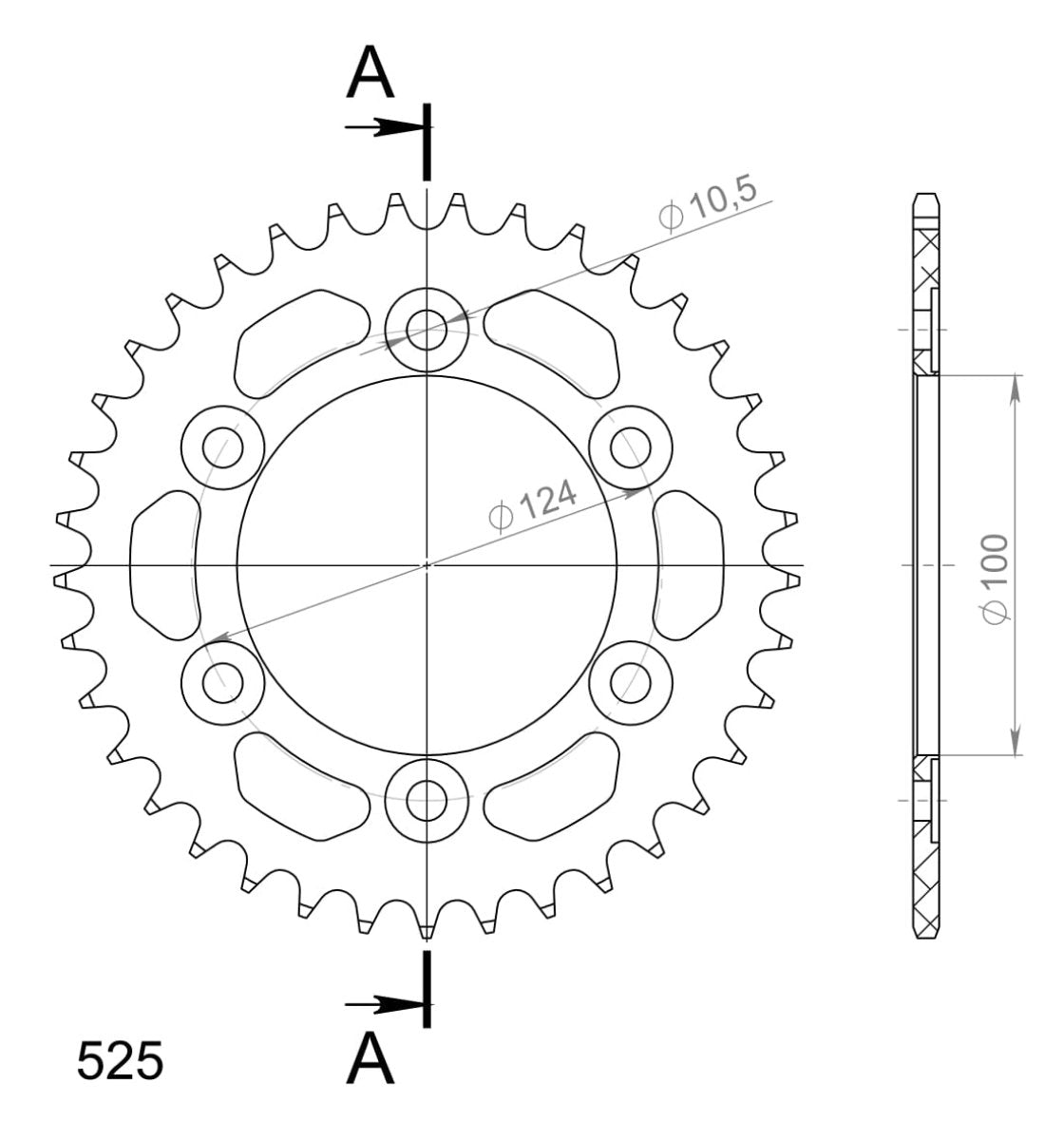 Supersprox takaratas Alu RAL-745:37 Black