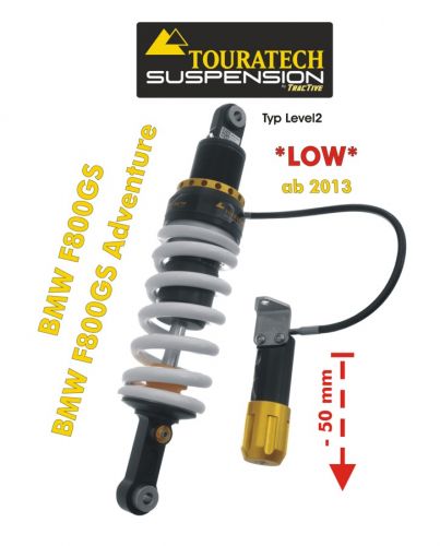 Touratech Suspension lowering shock (-50 mm) for BMW F800GS/F800GS Adventure fro