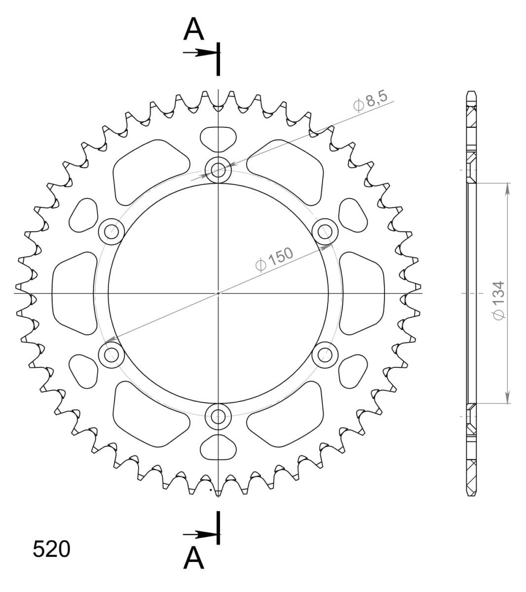 Supersprox takaratas Alu RAL-460:47 Silver