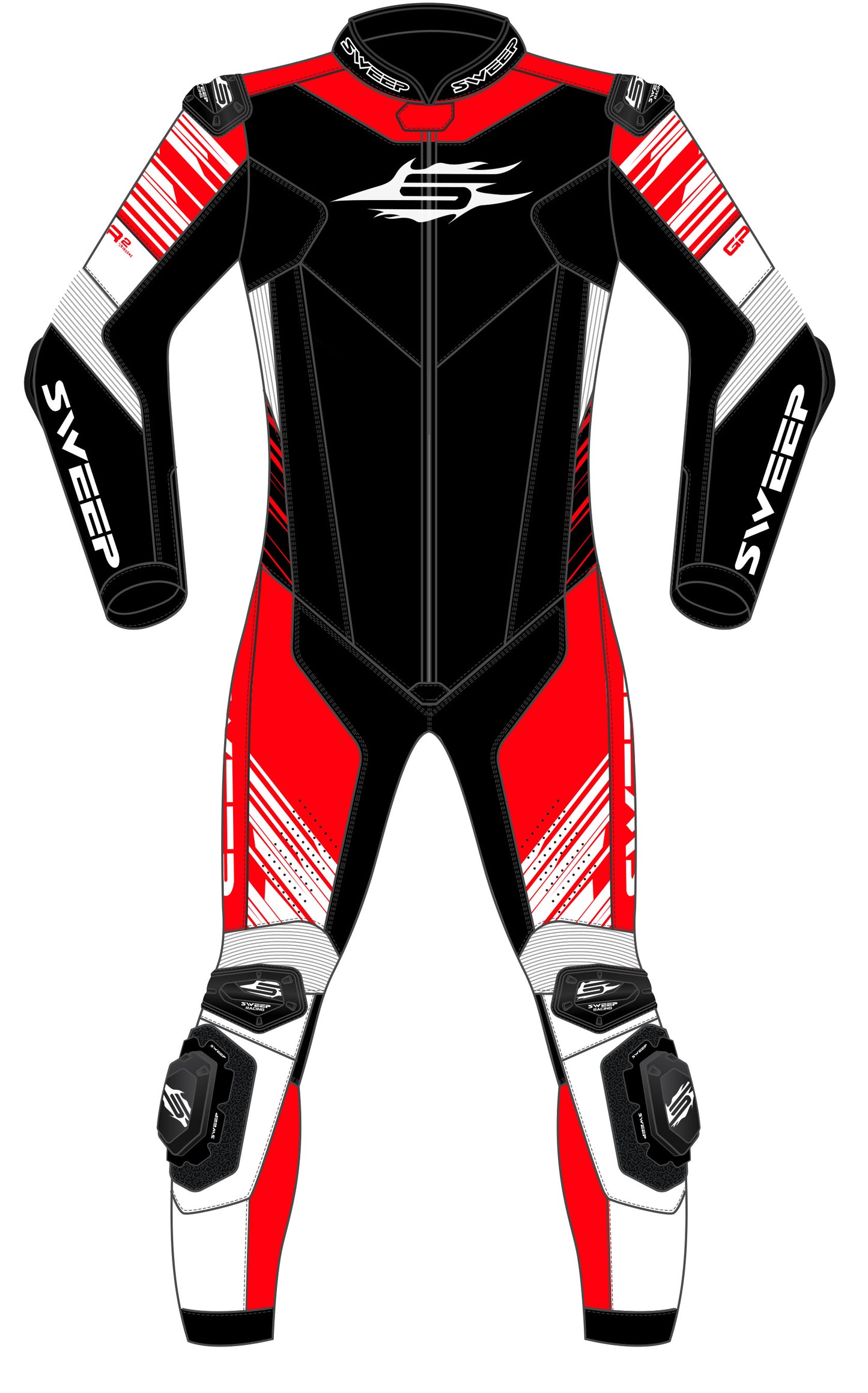 Sweep GPR2 Airbag yht.sopiva 1-osainen nahkapuku, musta/valko/punainen