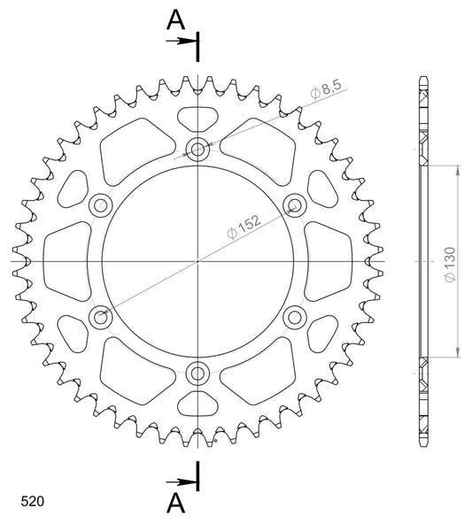 Supersprox takaratas Alu RAL-244:48 Silver