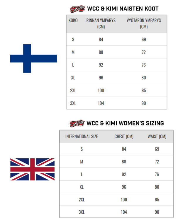 wcc womens size chart